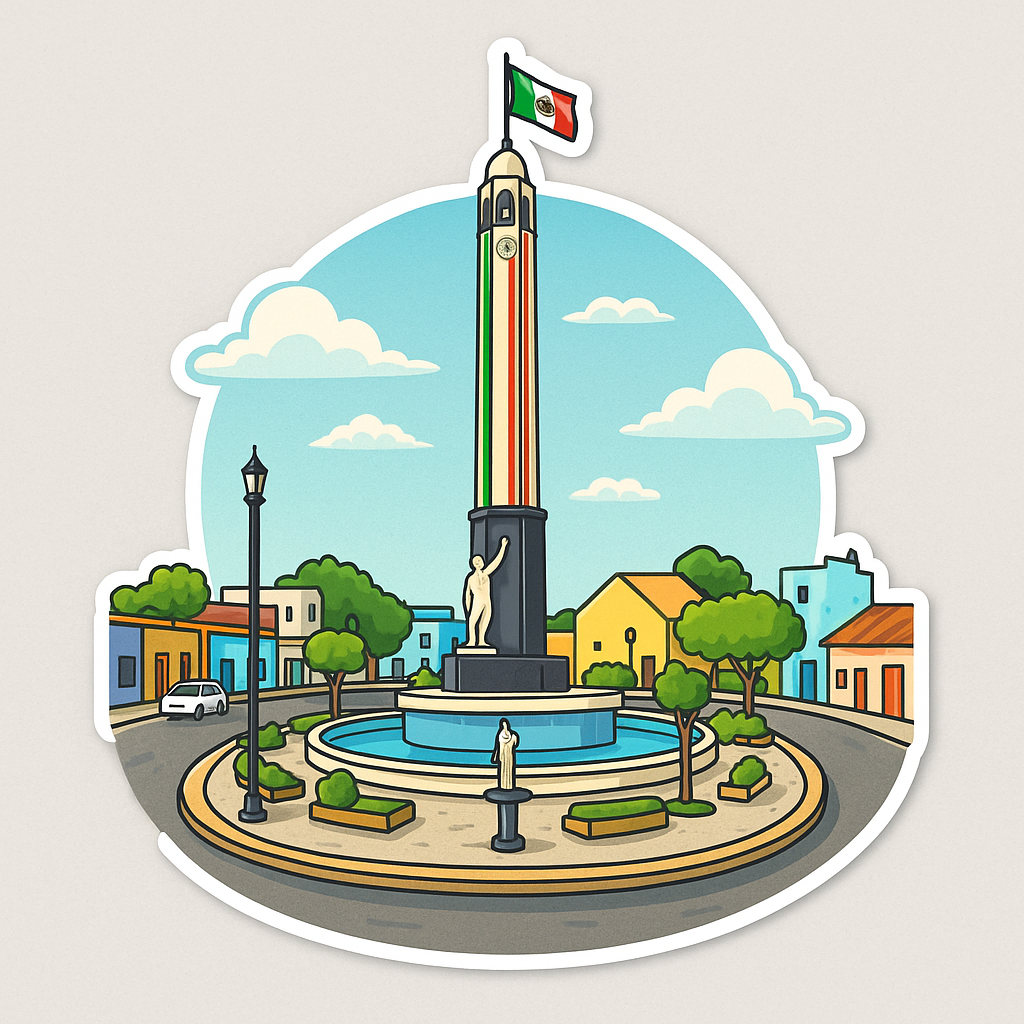 Sticker “Monumento a la Bandera – Cd. del Carmen” • Vinil impermeable 7 cm