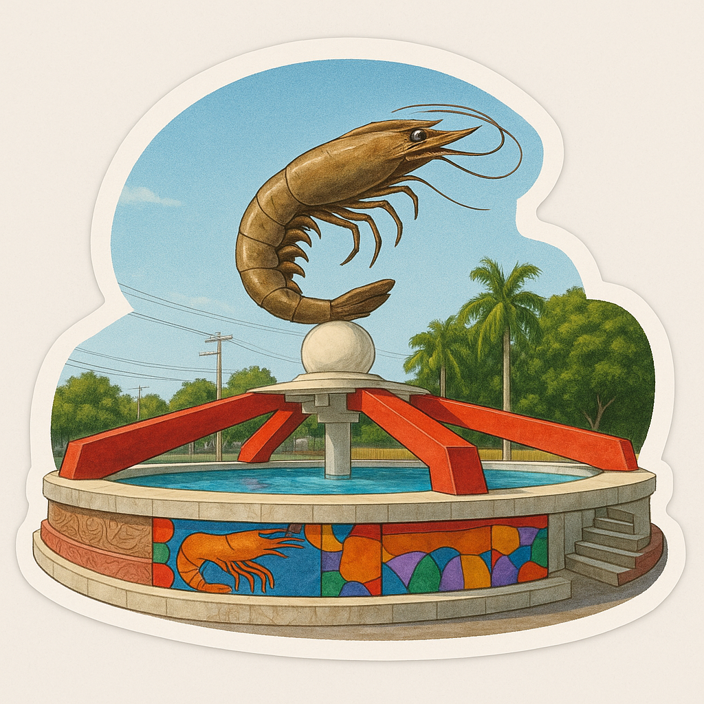 Sticker “Glorieta del Camarón – Cd. del Carmen” • Vinil impermeable 7 cm