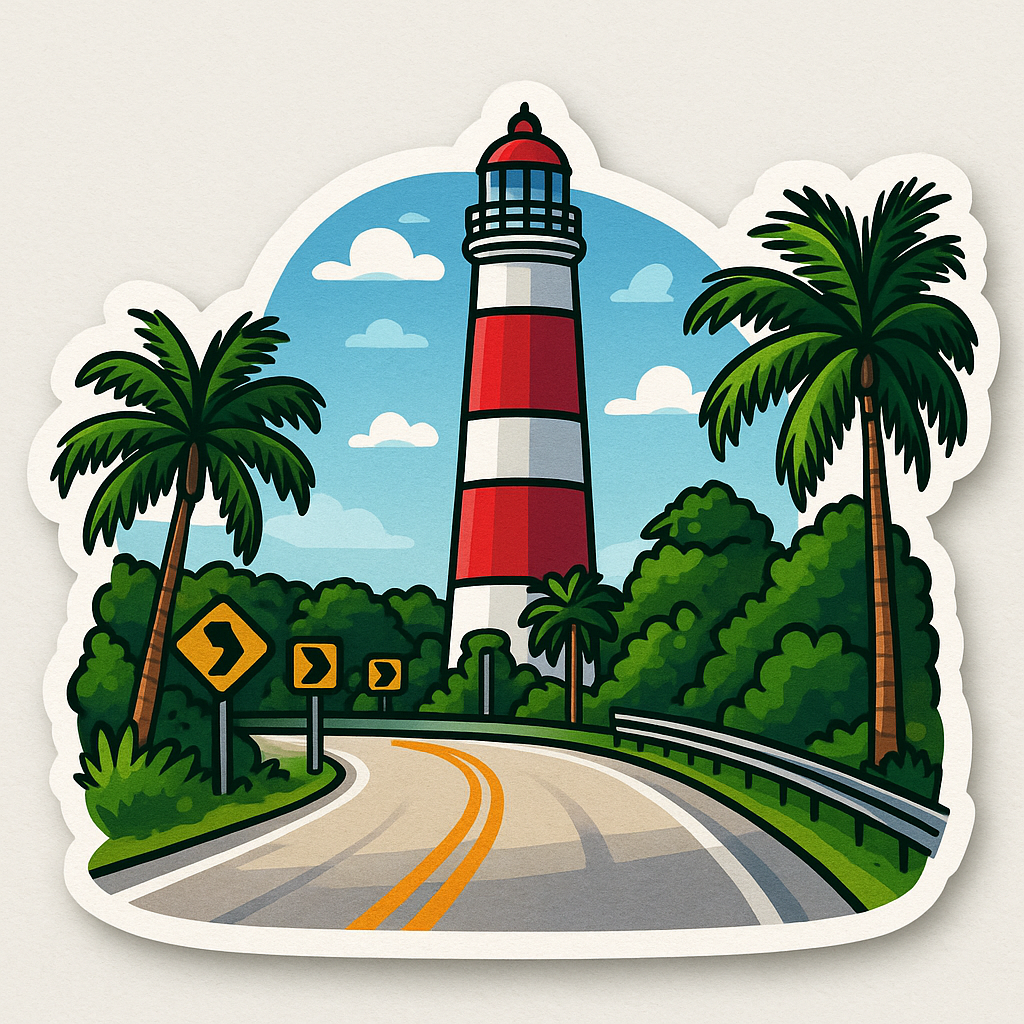 Sticker “Faro de la Carretera – Cd. del Carmen” • Vinil impermeable 7 cm