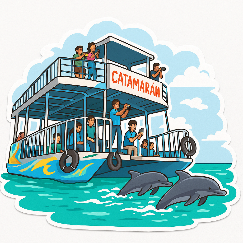 Sticker “Paseo en Catamarán – Cd. del Carmen” • Vinil impermeable 7 cm