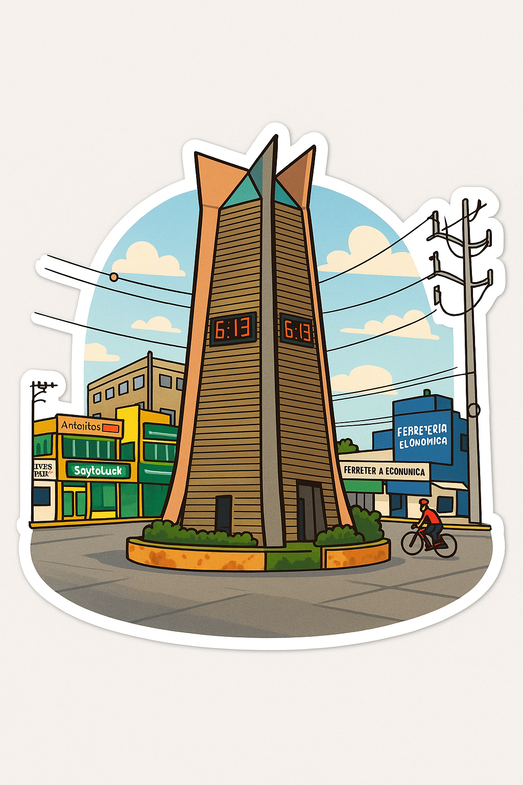 Sticker “Glorieta del Reloj – Cd. del Carmen” • Vinil impermeable 7 cm