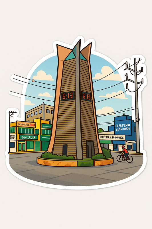 Sticker “Glorieta del Reloj – Cd. del Carmen” • Vinil impermeable 7 cm