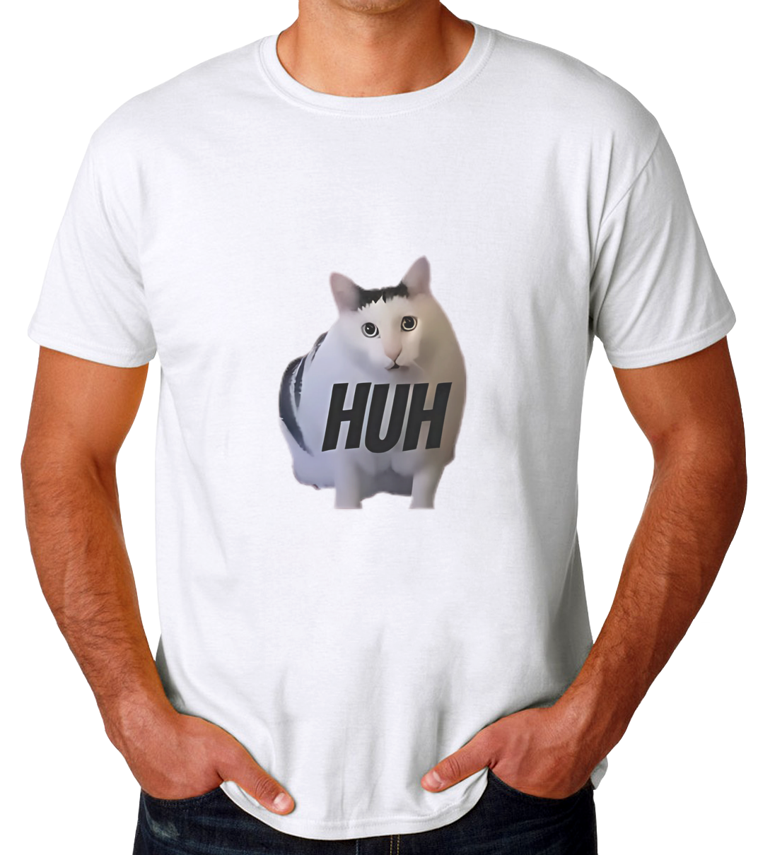 Sticker Gato Huh Playera de Hombre