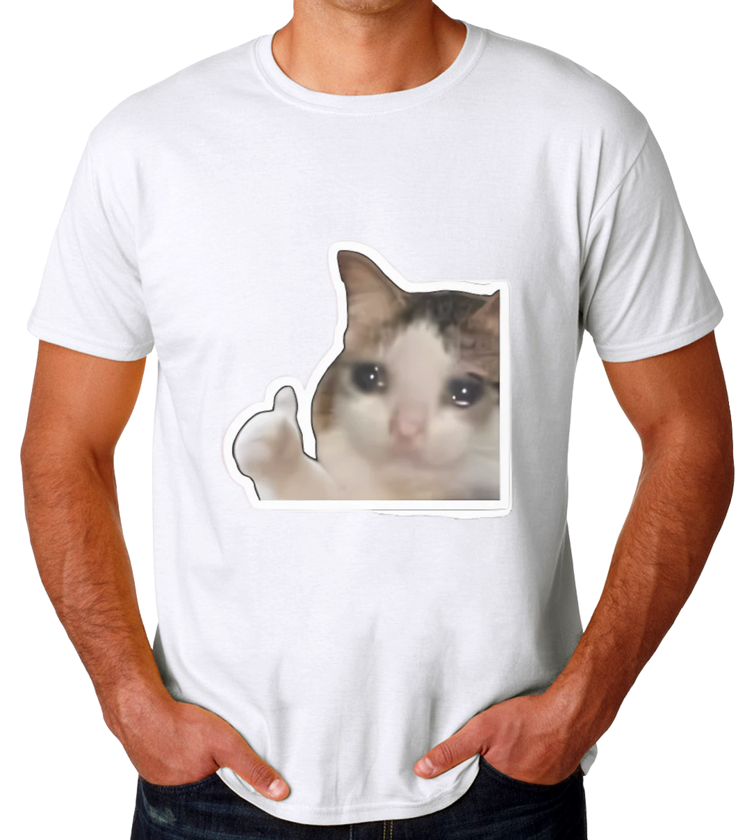 Sticker Gatito Triste Like Playera de Hombre