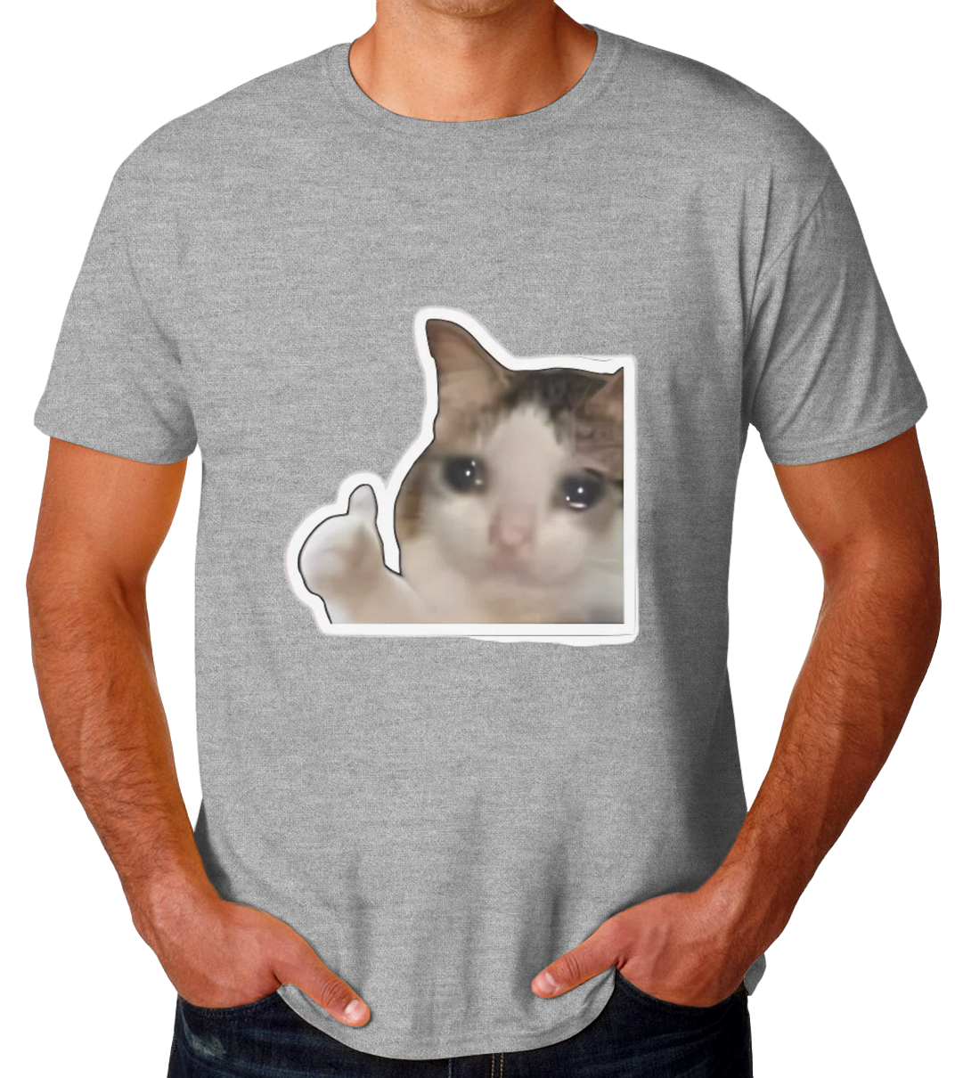 Sticker Gatito Triste Like Playera de Hombre