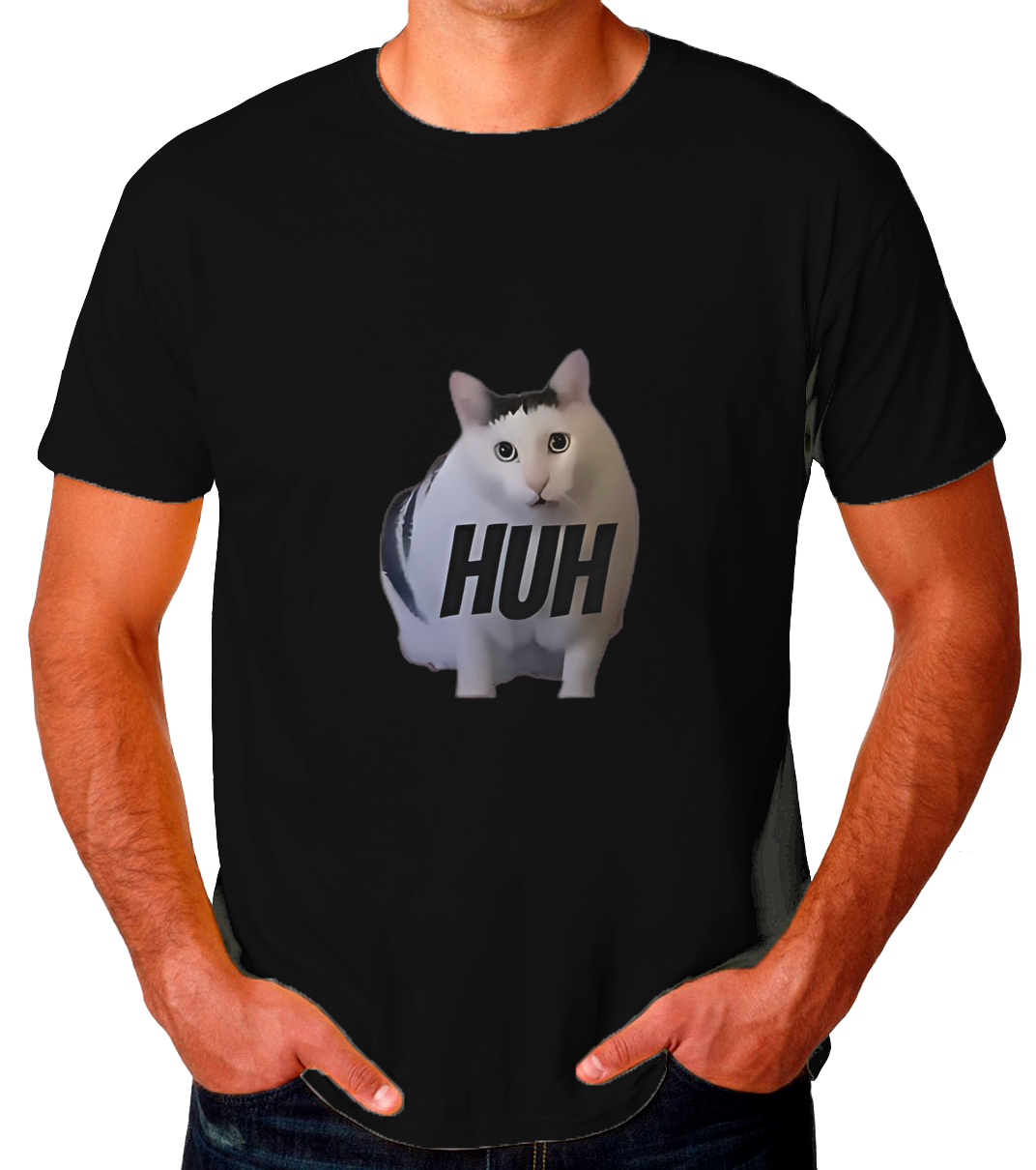 Sticker Gato Huh Playera de Hombre