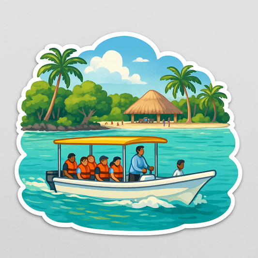Sticker “Paseo en Lancha – Cd. del Carmen” • Vinil impermeable 7 cm