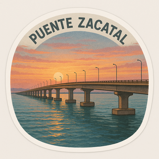 Sticker “Puente Zacatal – Cd. del Carmen” • Vinil impermeable 7 cm
